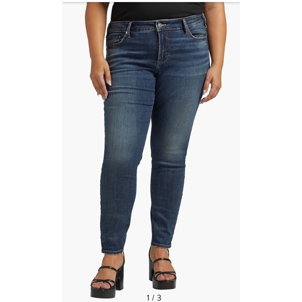 Silver‎ Jeans Elyse Curvy Fit Skinny Dark Indigo Wash Womens, Size 24Wx29